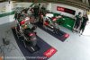 En 2012, le stand Aprilia sera "partagé" en deux entre Max Biaggi et Eugene Laverty