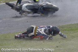 Chute de Cyril Fouché, après un départ canon en 500 Cup.